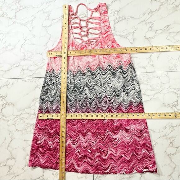Becca Tie Dye Pink Swirl Lattice Back Cover Up Dress SZ L $78 - Picture 14 of 14